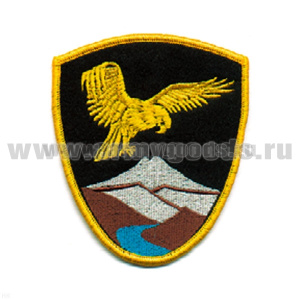 Шеврон вышит. Орел над горами (щит МЧС) ЛЮРЕКС