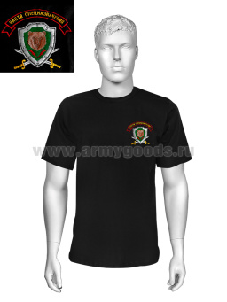 Футболка с вышивкой на груди Части спецназначения (медведь на зеленом щите) черн.