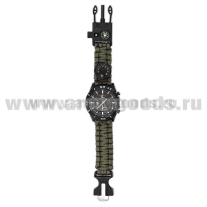 Часы наручные туристические (компас, свисток, огниво, верёвка паракордовая) цвет ремешка в ассортименте