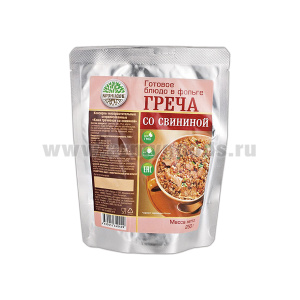 Консервы мясорастительные Греча со свининой (250 г) (готовое блюдо в фольге)