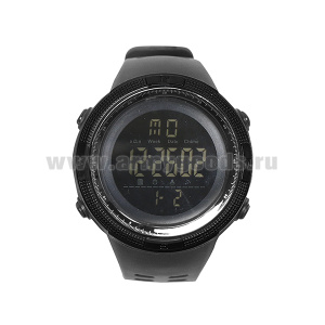 Часы наручные электронные (водонепроницаемые 5 атм) с полимерным формованным ремешком черные/кмф черн. по наличию на складе