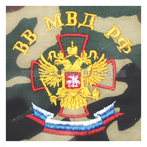 Футболка с вышивкой на груди ВВ МВД РФ (орел РФ на кресте) зел. КМФ