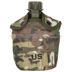 Фляга НАТО пластиковая (с мет. котелком) в чехле "мультикам"