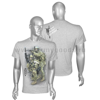 Футболка с рис краской Антитеррор (Лучший пистолет - это автомат) серый меланж (ЗВ)