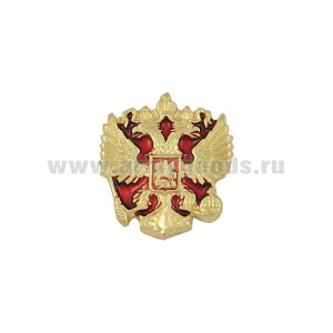 Значок мет. Орел РФ (красный фон) мал., на пимсе
