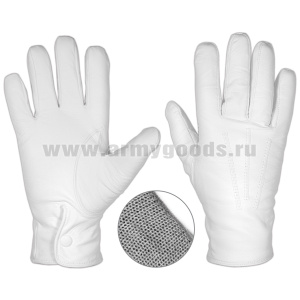 Перчатки кожаные с трикотажной п/ш подкладкой белые 205 Б
