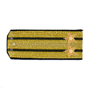 Погоны парадные золотые (металлиз.) с 2 черн.и просв., вышит. канителью (подполковник)