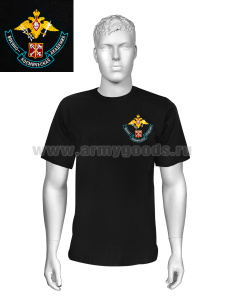 Футболка с вышивкой на груди Военно-космическая академия, черная