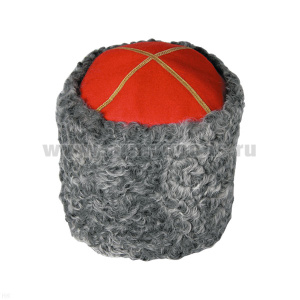 Папаха генеральская серый каракуль, верх - красное сукно