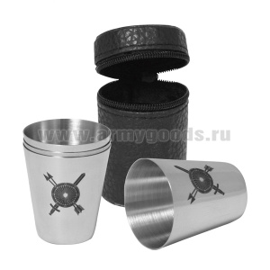 Стопки мет. (4х20 мл) с лазерной гравировкой РВСН (в чехле)