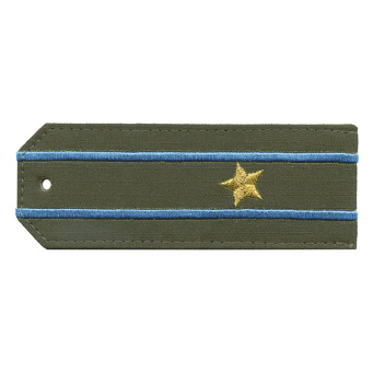 Погоны «машинная вышивка» оливк. (ткань rip-stop) c 2 вышит. голуб. просв. с вышитыми звездами (майор) на костюм офисный