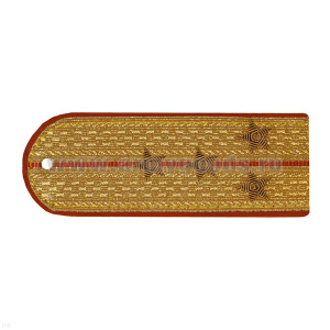 Погоны парадные золотые (металлиз.) с 1 оранж. просв. МЧС, вышит. канителью (капитан)