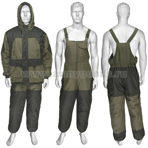 Костюм зим. Горка оливковый ("Черная пантера") флисовый подклад у куртки