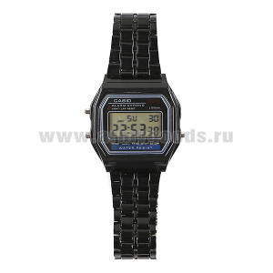 Часы наручные электронные Casio (водонепроницаемые) мет.  черного цвета