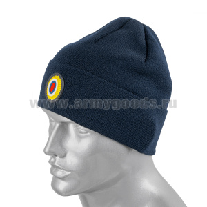 Шапка вязаная п/ш с флисовой подкладкой иссиня-черная с пластизол. кокардой (МВД ДПС, ППС)
