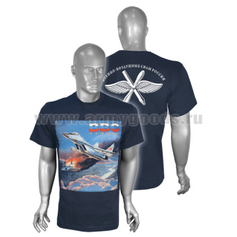Футболка с рисунком краской ВВС России (2 самолета) темно-синяя