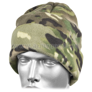 Шапка флисовая двухслойная с отворотом "мультикам"