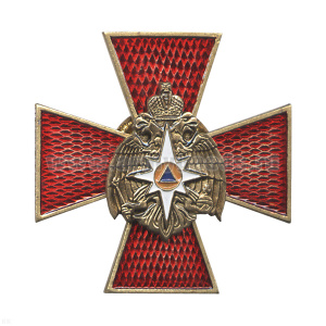 Значок мет. красн. крест с накладным орлом МЧС