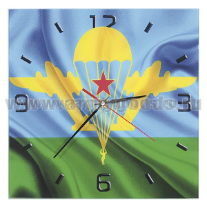 Часы настенные стеклянные ВДВ (эмблема со звездой) (28x28 см)