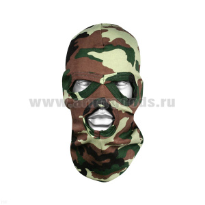 Маска х/б (отверстия для глаз и рта) кмф зеленая (интерлок/кулирка по наличию)