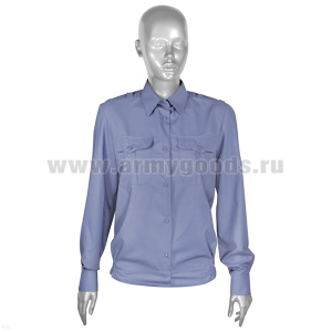 Рубашка форм. офиц. женская (дл.рук.) серо-голубая МВД