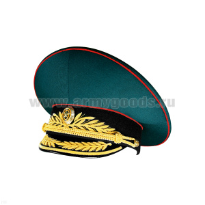 Фуражка Ручная вышивка канитель (3% золото) ВС ген. н/обр (парадная) ЧЕРНЫЙ ОКОЛЫШ