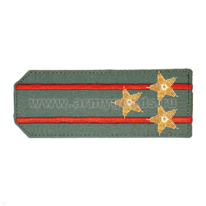 Погоны из рубаш. ткани оливк. с вышит. 2 красн. просв., вышит. канителью (полковник)