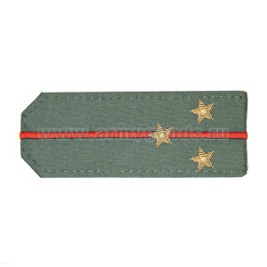 Погоны из рубаш. ткани оливк. с вышит. 1 красн. просв., вышит. канителью (ст. лейтенант)