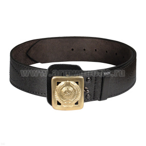 Ремень генеральский кожаный со штампованной пряжкой Герб СССР