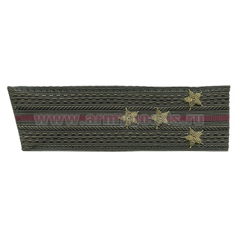 Погоны ВВ оливк. с 1 крапов. просв., вышит. канителью (капитан) со скосом