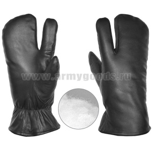 Рукавицы кожаные стрелковые (двупалые) иск. мех ИВ 240