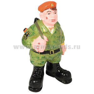 Фигурка гипсовая МЧСник с АК за спиной (в кмф зеленой форме)