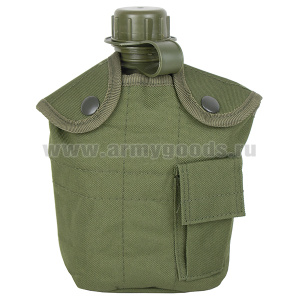 Фляга НАТО пластиковая (с мет. котелком) в чехле оливковая