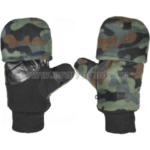 Рукавицы-перчатки с обрез. пальцами (флисовые двойные) 4-х цветные зеленые