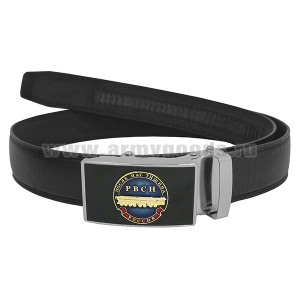 Ремень брючный кожаный черный с цветной бляхой РВСН (После нас тишина)