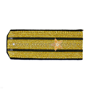Погоны парадные золотые (металлиз.) с 2 черн. просв., вышит. канителью (майор)