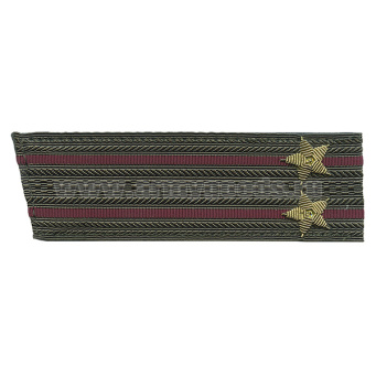 Погоны ВВ оливк. с 2 крапов. просв., вышит. канителью (подполковник) со скосом