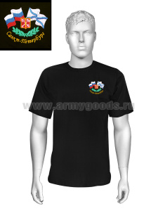 Футболка с вышивкой на груди Санкт-Петербург (герб и флаги) черная