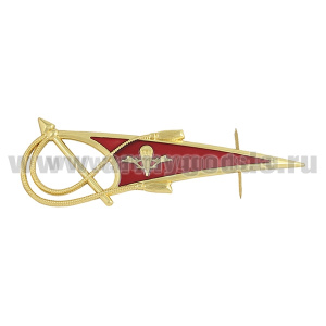 Флажок на берет неуст. (уголок) мет. ВДВ бол. (эмблема ВДВ СССР на красном фоне) (со стрелой) сплав ЦАМ