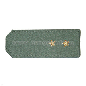 Погоны из рубаш. ткани чисто-оливк., вышит. канителью (прапорщик)