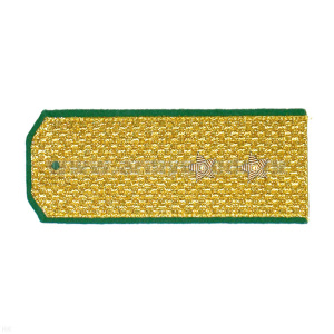 Погоны парадные золотые (металлиз.) с зел. кантом, вышит. канителью (прапорщик)