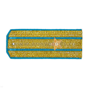 Погоны парадные золотые (металлиз.) с 2 голуб. просв., вышит. канителью (майор)