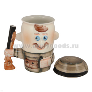 Кружка фарф. (0,5 л) с крышкой Охотник