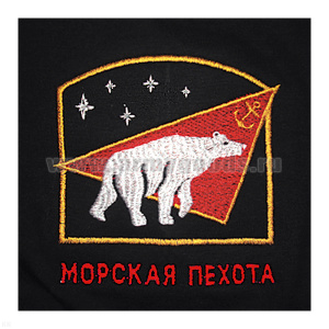 Футболка с вышивкой на груди Морская пехота (медведь) черн.