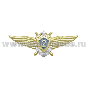 Значок мет. Классность ВВС нов/обр 2 класс (голубой щит, серебряная звезда, мечи)