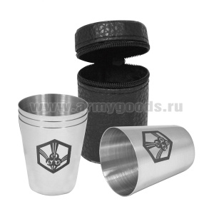 Стопки мет. (4х20 мл) с лазерной гравировкой РХБЗ (в чехле)