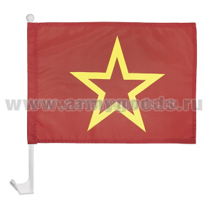 Флажок на автомобильном флагштоке красный с желтой звездой