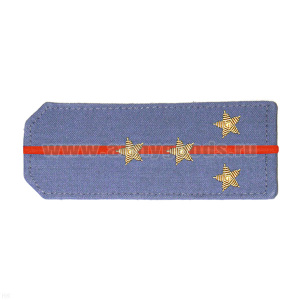 Погоны из рубаш. ткани серо-голуб. с вышит. 1 красн. просв., вышит. канителью (капитан)