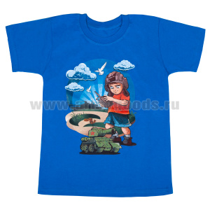 Футболка с рис краской детская Спасибо за Победу! (мальчик-танкист) цвет по наличию на складе
