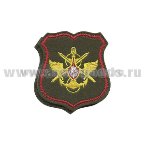 Шеврон вышит. Знак принадлежности к МО (оливковый с красным кантом) щит (на липучке)